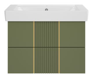 Подвесная тумба под раковину Brevita Vega VEG-09080-0802Я 80см зелёный/золото